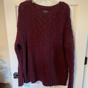 American Eagle Maroon Chunky Knitted Sweater